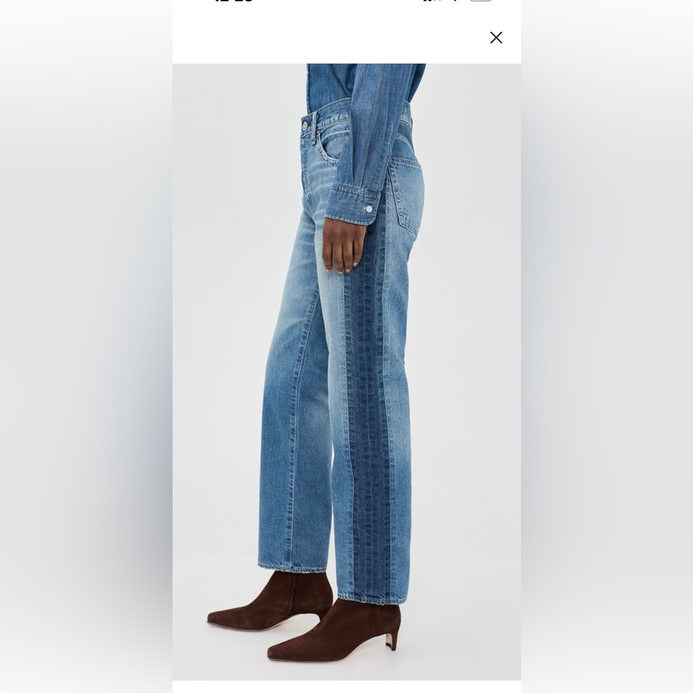 Moussy Vintage Clermont Two-Tone Light Blue Straight-Leg Jeans. NWOT - Picture 3 of 7